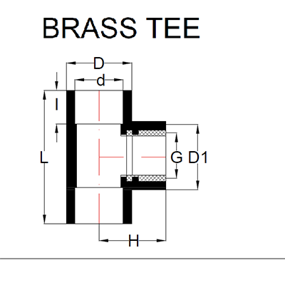CPVC Brass Tee Insert Diagram